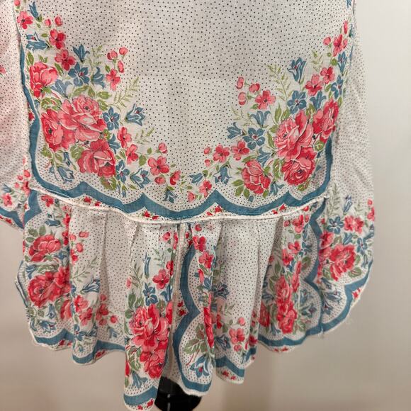Beautiful Dainty Floral Victorian Print Hanky Bottom Apron One Size - Picture 6 of 6